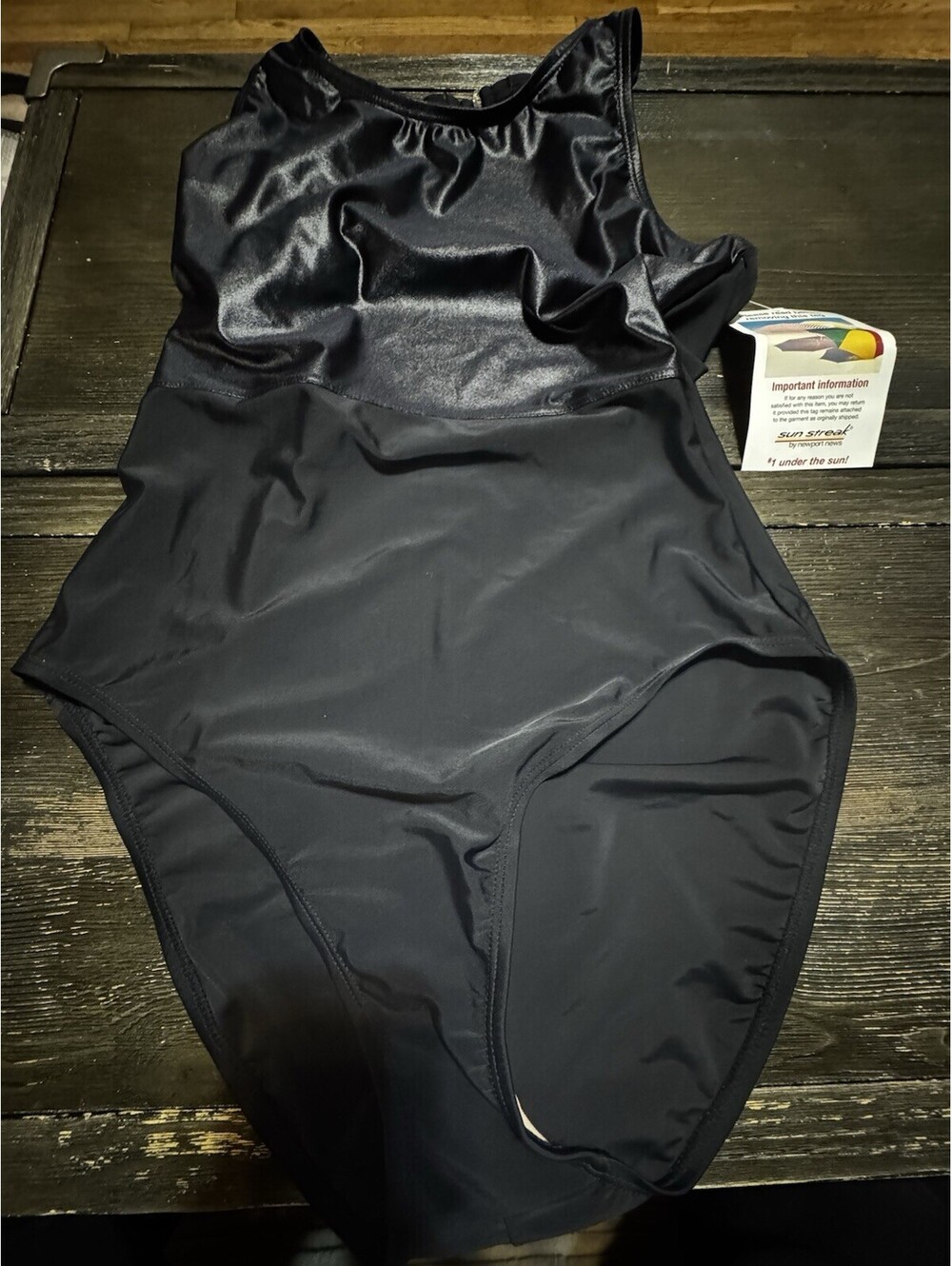 Sun Streak Newport News One Piece Swimsuit Womens 18 Tall Black Tummy Control